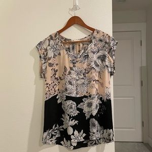 Black and Pink Color Block Blouse